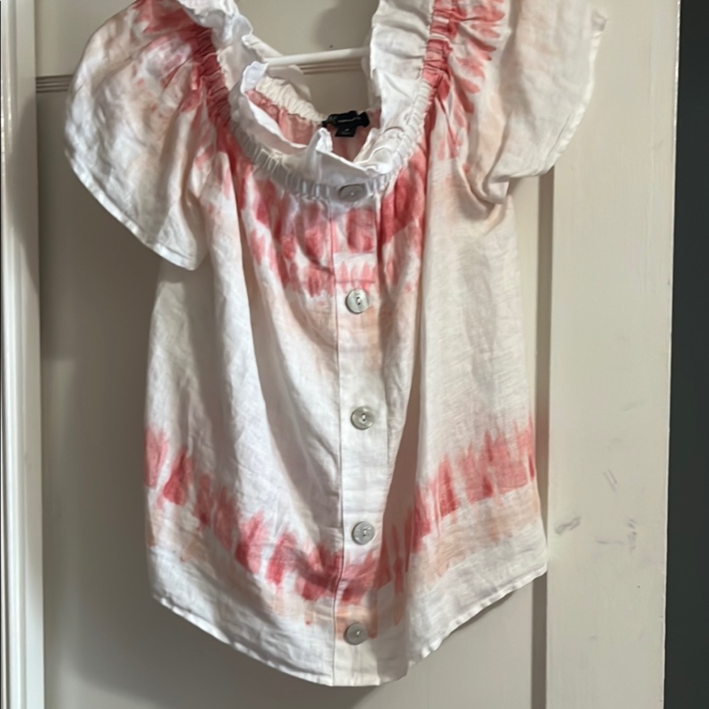 INC International Concepts Artistic White and Pink Blouses